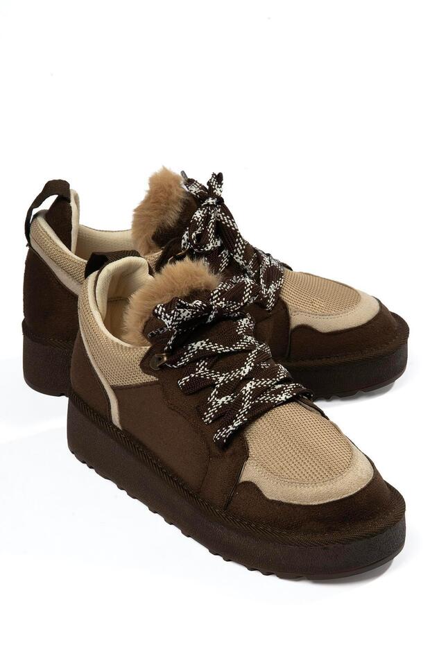 Women's Suede Boots Lace-Up Brown Nordra