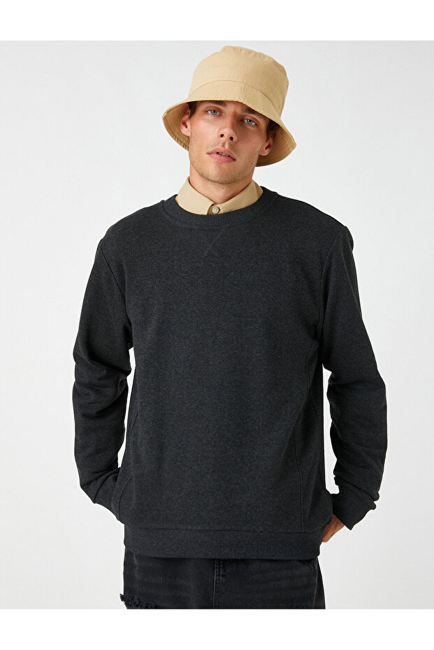 Basic Sweatshirt Bisiklet Yaka - 3