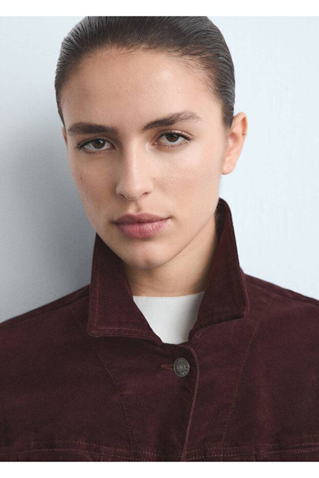 Dikişli kadife mont - 5