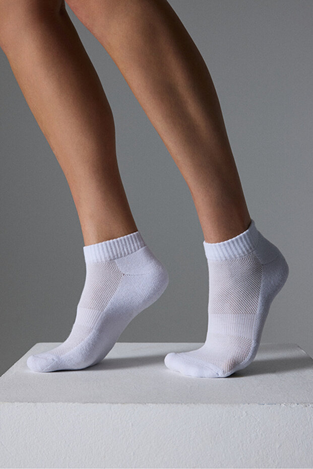 Earien Women's Organic Cotton 3 Pack White Socks