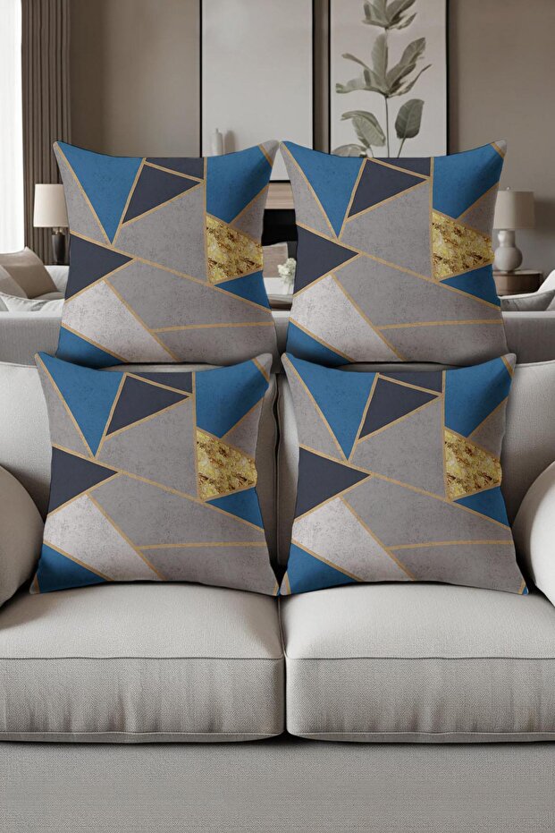 Digital Printed Soft Textured 4-Piece Throw Pillow Cover Set (43X43 cm) Krl0020