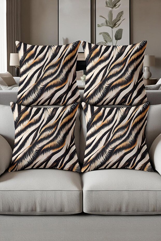 Digital Printed Soft Textured 4-Piece Throw Pillow Cover Set (43X43 cm) Krl0037
