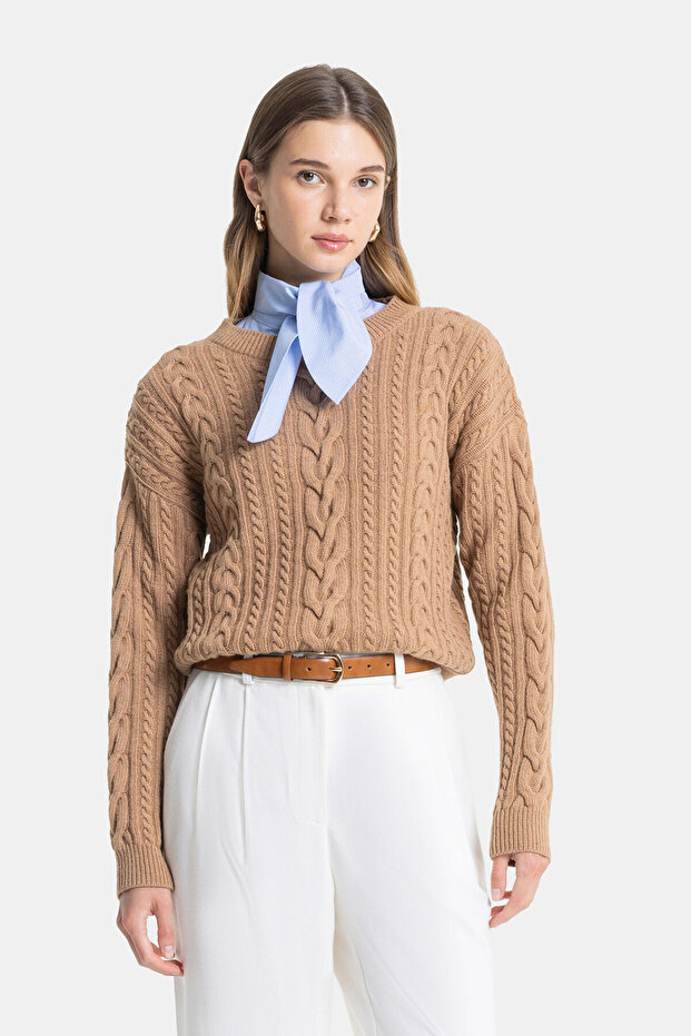 CAMEL ÖRGÜ DESEN TRİKO - 5