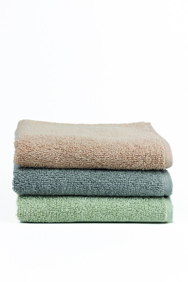 Wave 100% Cotton Hand Towel, Guest Towel 3 Pieces Size: 30X50 cm Set Green, Beige, Gray