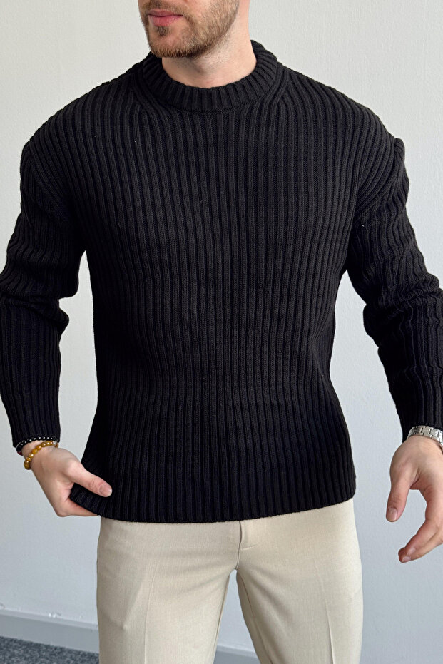 Erkek Fitilli Örme Regular Triko Kazak - 2