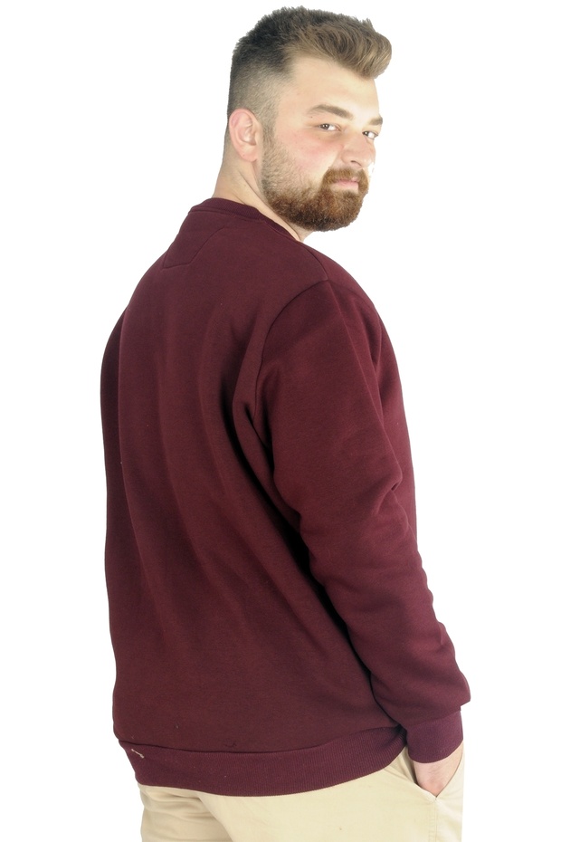 Mode Xl Erkek Sweatshirt Bisiklet Yaka Basic 20131 Mürdüm - 3