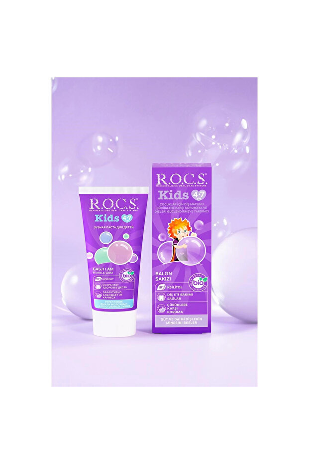 Rocs Kids 4-7 Years Toothpaste Bubble Gum 45 Gr