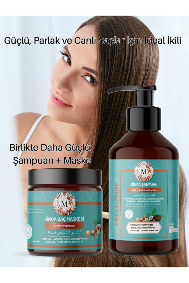 Kuru ve Mat Saçlar Için Yoğun Nem Onarıcı Kinoa 1000 Ml Şampuan Extra Parlak ve Yumuşak Saçlar - 5