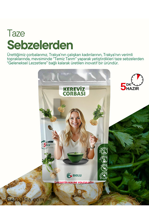Kereviz Çorbası 60 gr (4 Porsiyon) Pestisitsiz - Bebek, Çocuk ve Yetişkin Beslenmesine Uygun - 4