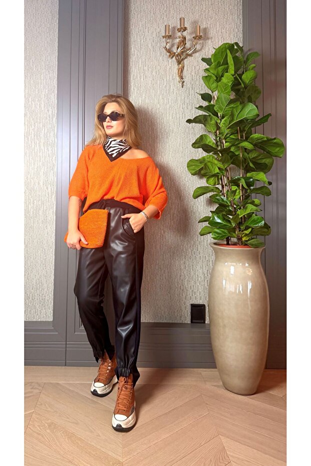 SUNİ DERİLİ PANTOLON - 4