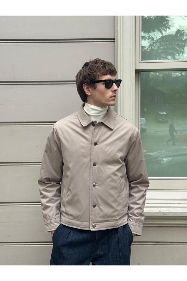 Erkek Basic Mont Ceket Bej - 5