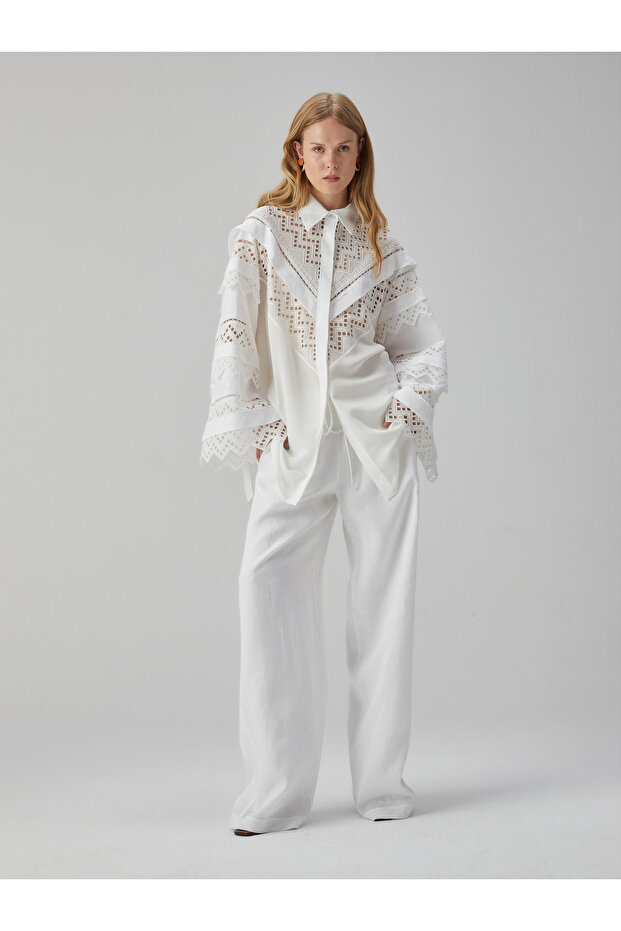 Brodeli Beyaz Gömlek - 6
