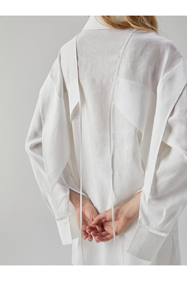 Keten Oversiz Gömlek - 7