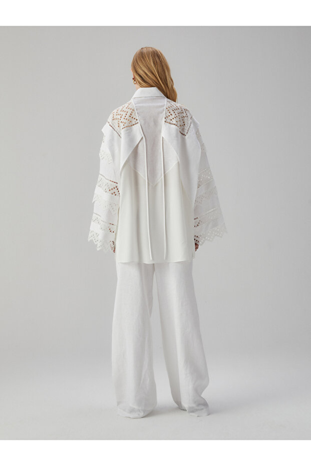 Brodeli Beyaz Gömlek - 4