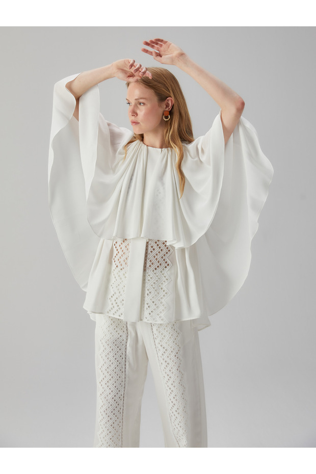 Piliseli Kol Detaylı Bluz - 5