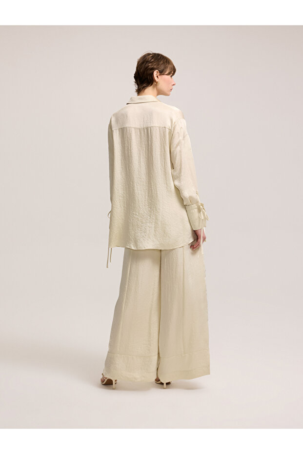 Taş İşlemeli Açık Bej Tunik - 2