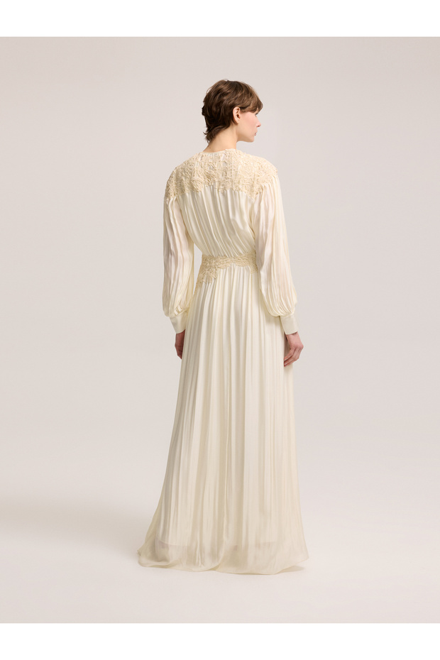 Dantel İşlemeli İpek Elbise - 1