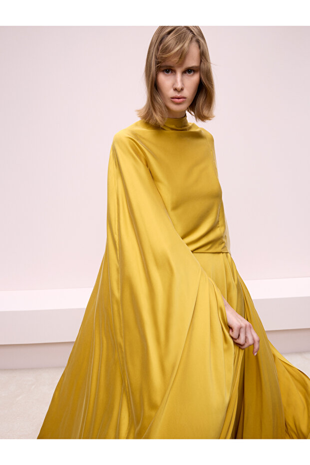 Pelerin Görünümlü Elbise - 7