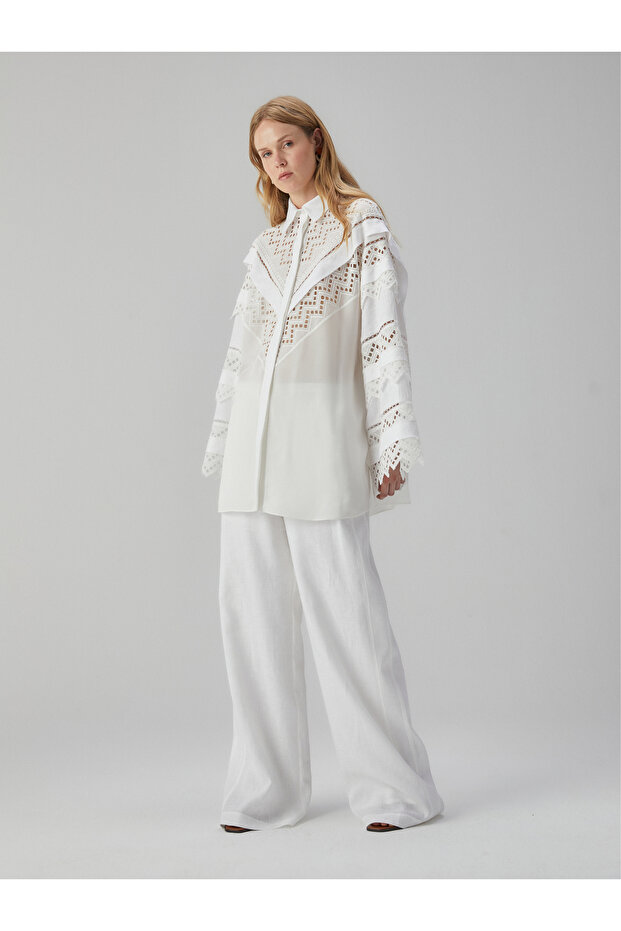 Brodeli Beyaz Gömlek - 3