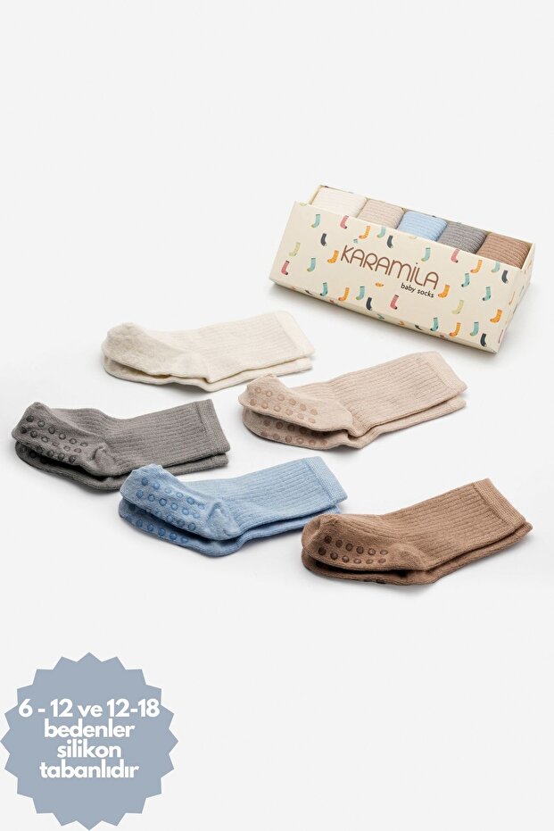 Natural Bamboo Baby Socks Seamless - Newborn Socks (Non-Slip Silicone Sole after 6 Months)