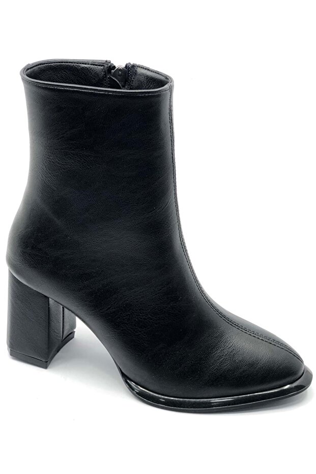 Feles stitch detailed classic heeled women's boots black
