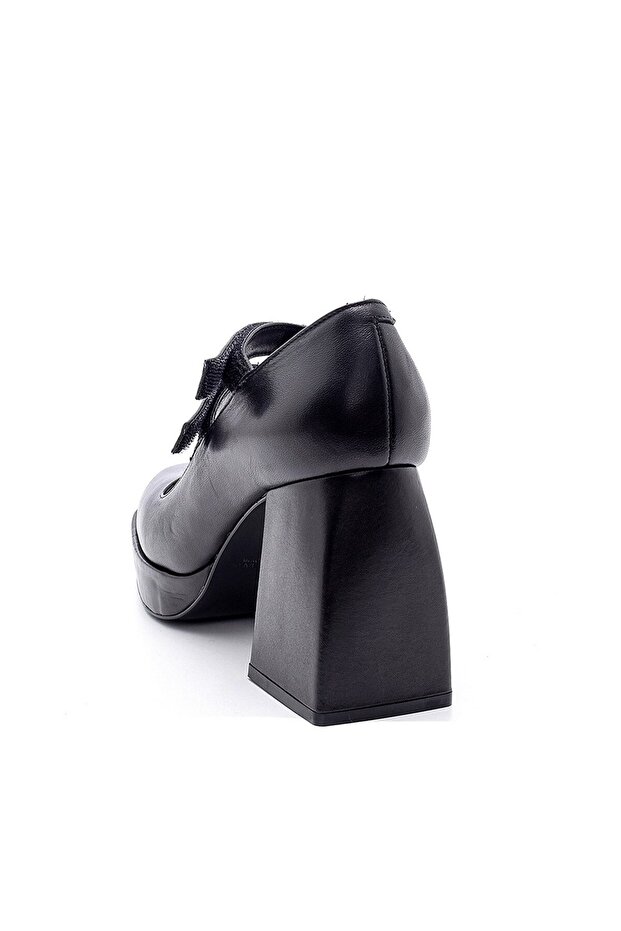 Penelope Siyah Deri Kadın Kalın Topuk - 3