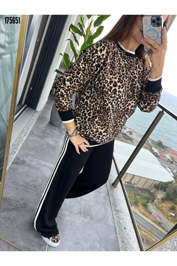 Leopard Patterned Three Stripe Set - 6