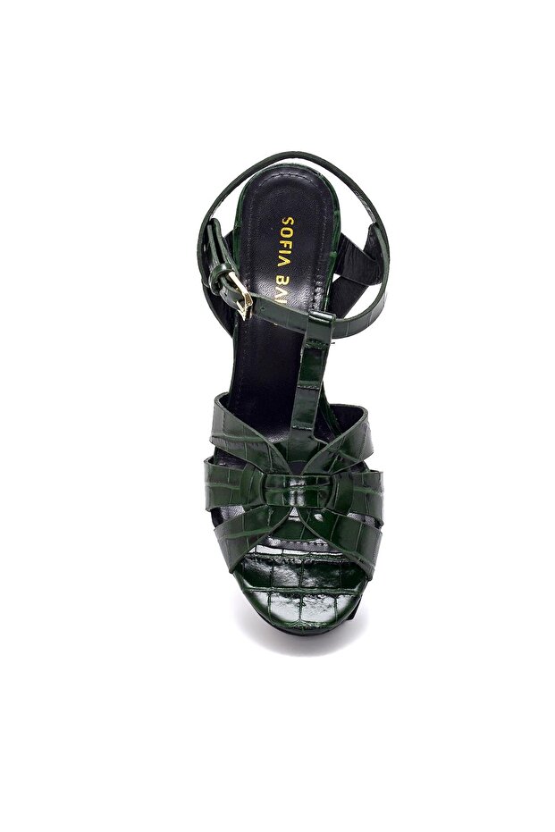 Oriel Yeşil Kroko Deri Kadın Platform - 2