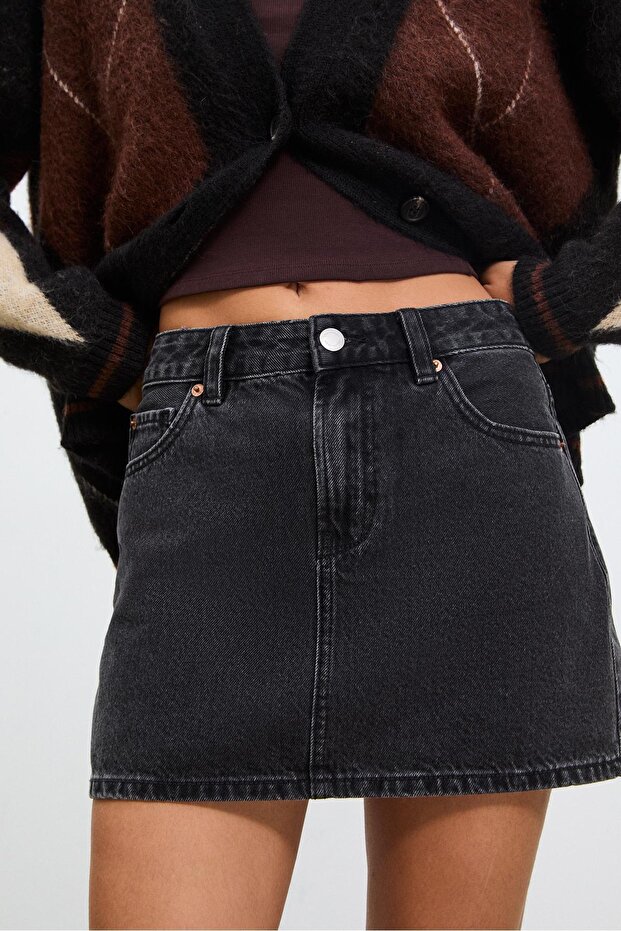 D60 denim mini etek - 4