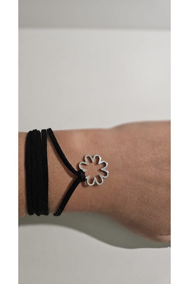 Black String Flower Necklace - 6