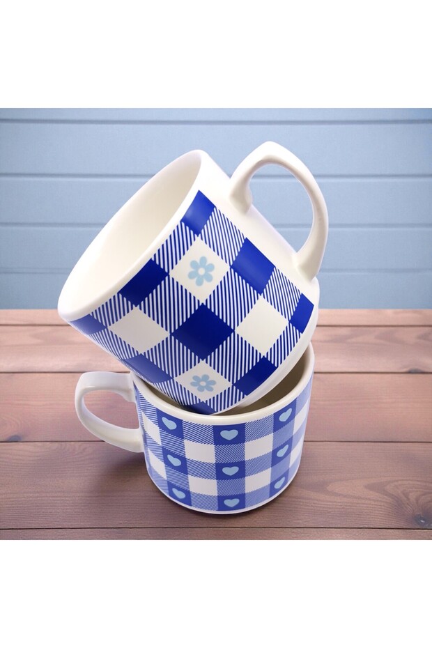 Plaid Patterned 2-Piece Cup Set - 4