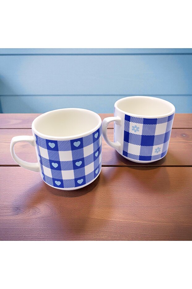 Plaid Patterned 2-Piece Cup Set - 8
