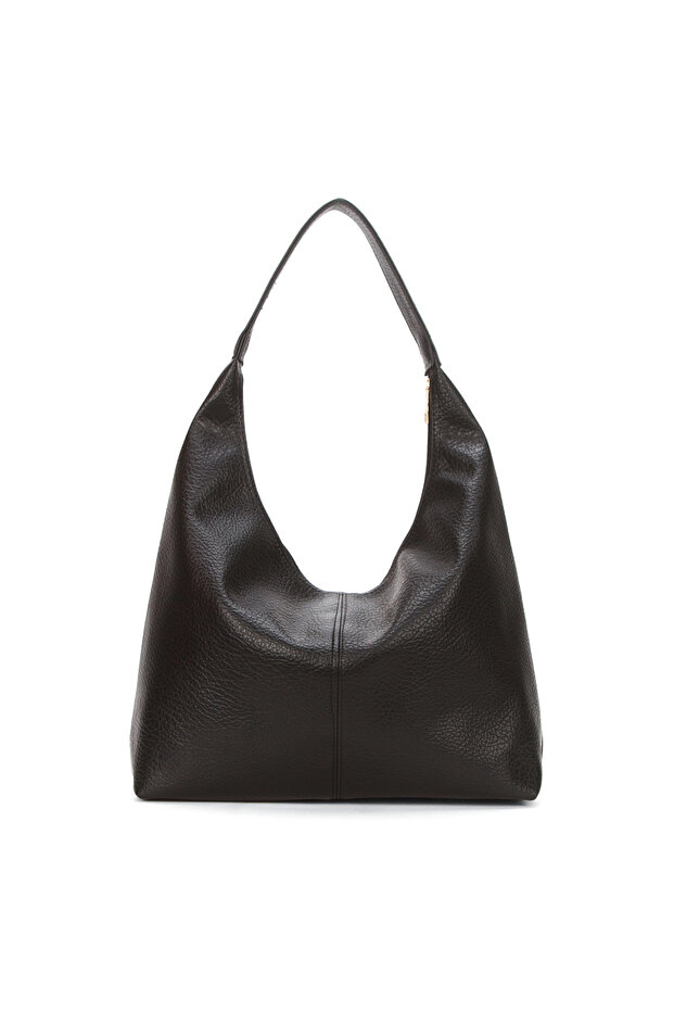 Дамска ежедневна мека текстурирана голяма черна чанта през рамо и чанта тип тоут - 3