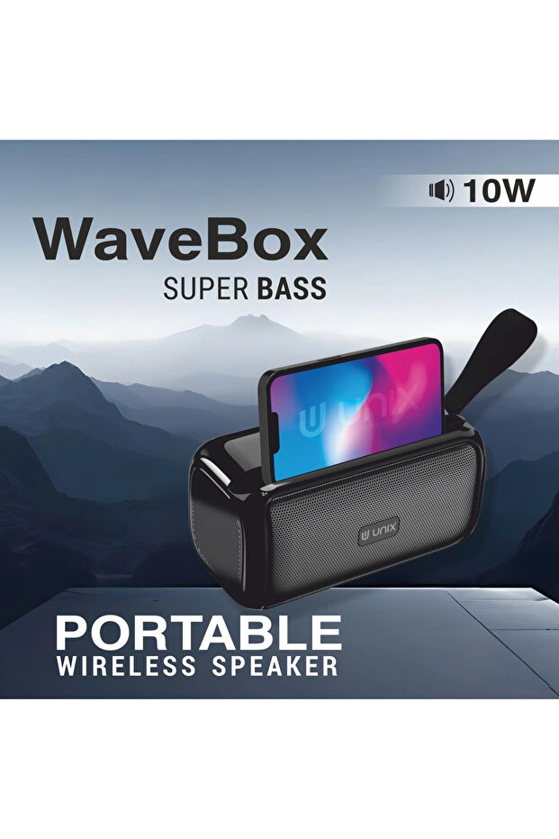 Unix WaveBox 10W Portable Wireless Speaker – Deep Bass, 6H Playtime - 2
