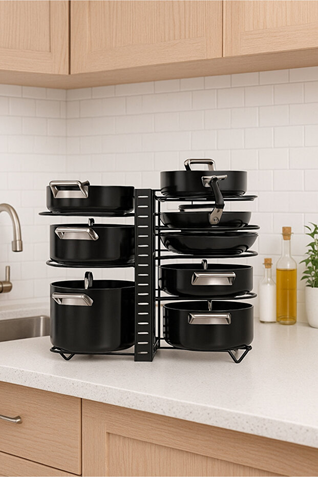 Metal Adjustable Pan Pot Rack Different Use Organizer 40X52Cm