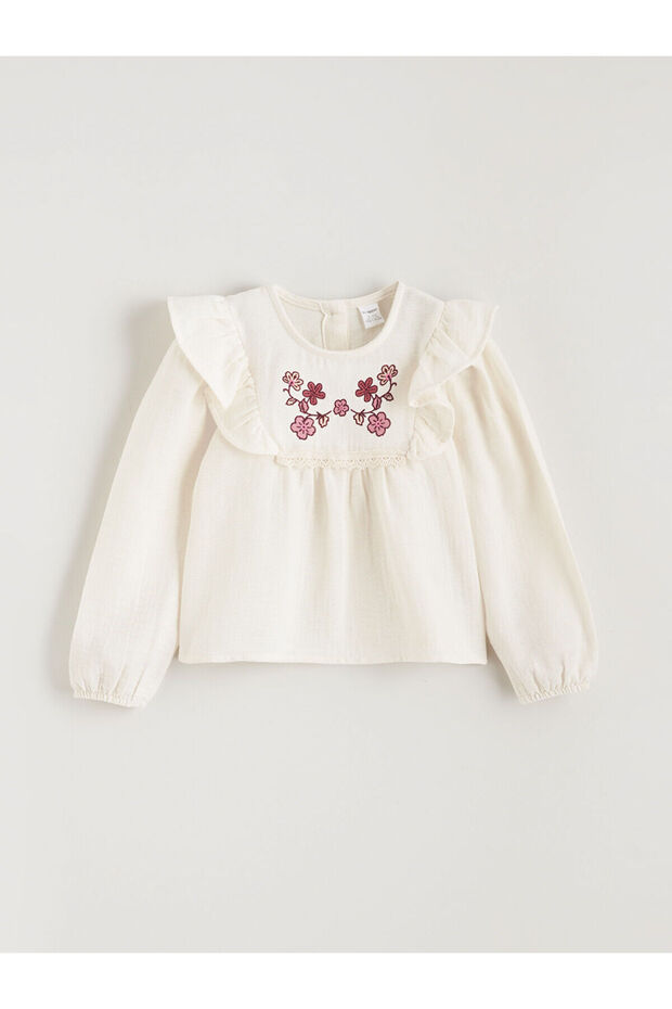 Lcw Kids Peter Pan collar Floral Muslin Girl's Blouse