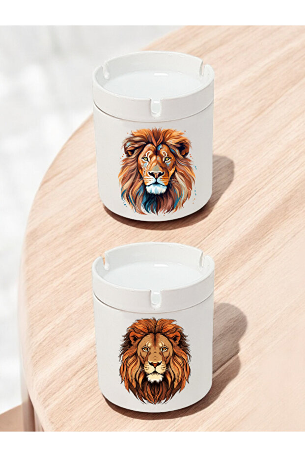 Lion Theme 2-Piece Ashtray - Outdoor Ashtray, Outdoor Ash Tray, Different Ashtray
