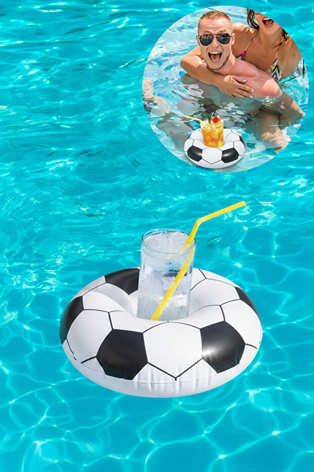 Football Ball Pattern Cup Holder Inflatable-Floating Drink Holder-Inflatable Soccer Ball Cup Holder-Cup Holder