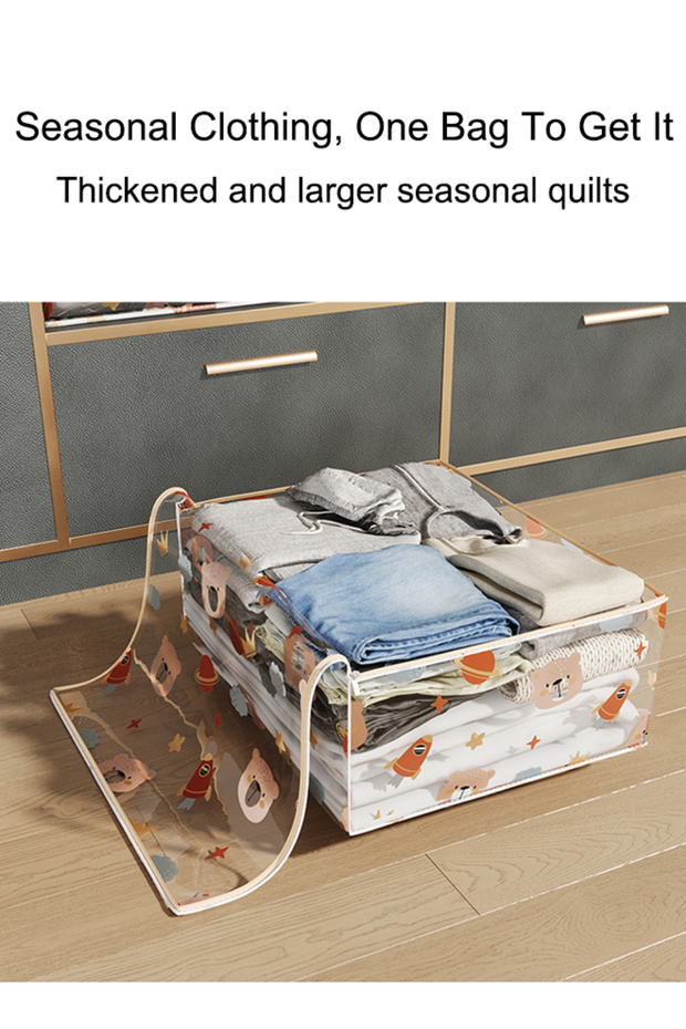حقيبة تخزين الملابس، مع نافذة شفافة، للألحفة والبطانيات والفراش - 3