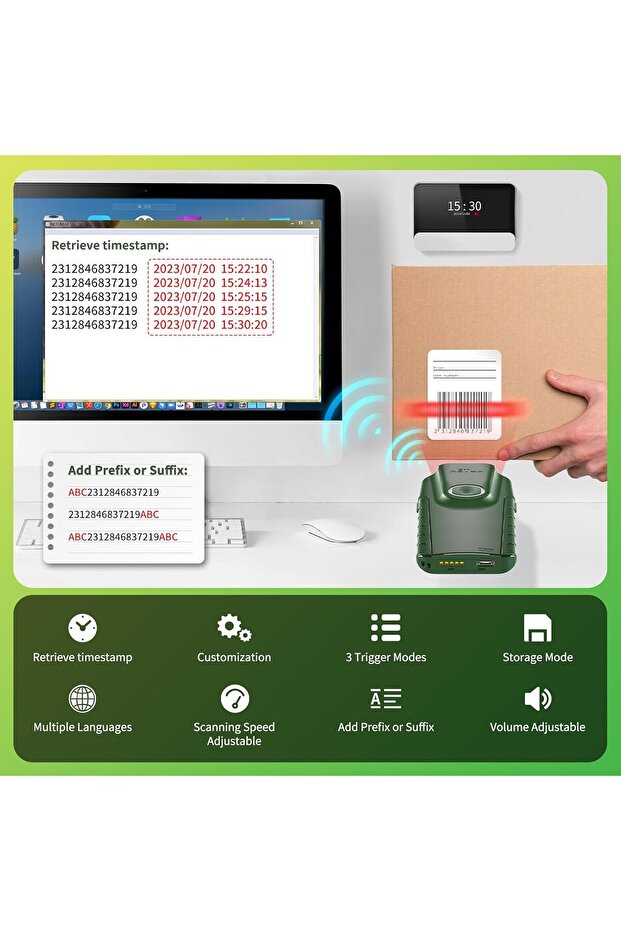 Bluetooth Barcode Scanner, 3-in-1 CCD Reader (1D - E740) - 7