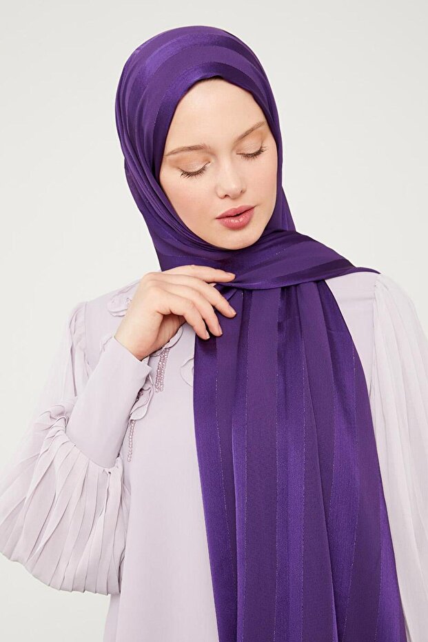 Mor Sim Şeritli Tokyo Şal - 3