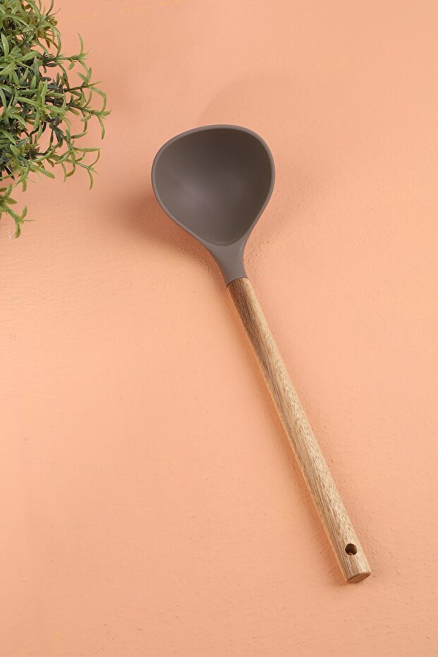 Silicone Scoop with Wooden Handle