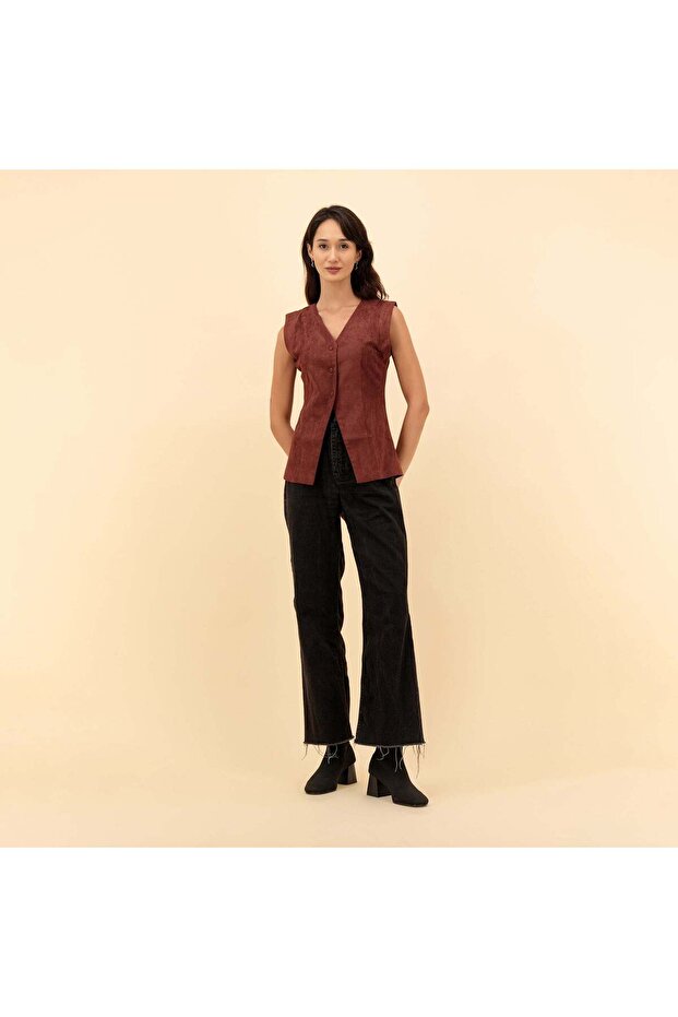 Suede Vest - Burnt Sienna