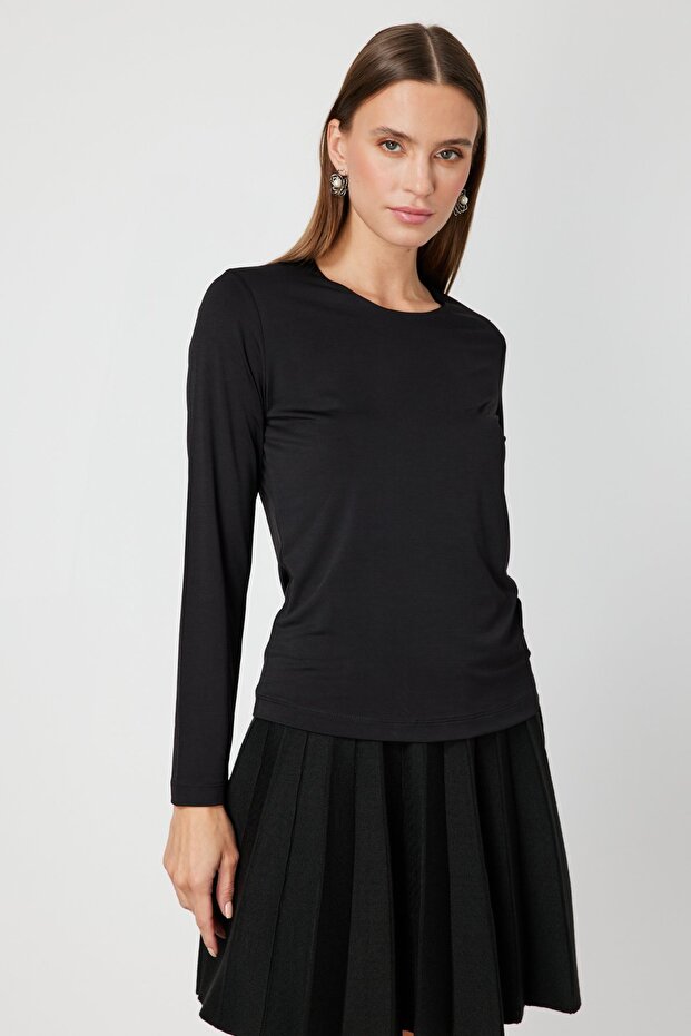 Sıfır Yaka Basic Bluz - 1