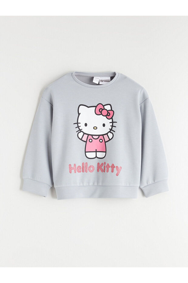 Crew Neck Hello Kitty Printed Girl's Sweatshirt