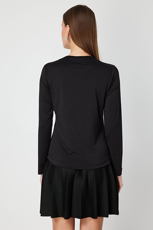 Sıfır Yaka Basic Bluz - 3