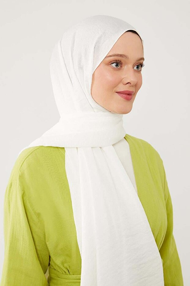 Beyaz Junset Şal - 2