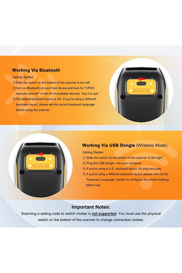 CS7501 QR Code Scanner – Bluetooth 1D & 2D Portable Barcode Reader - 2