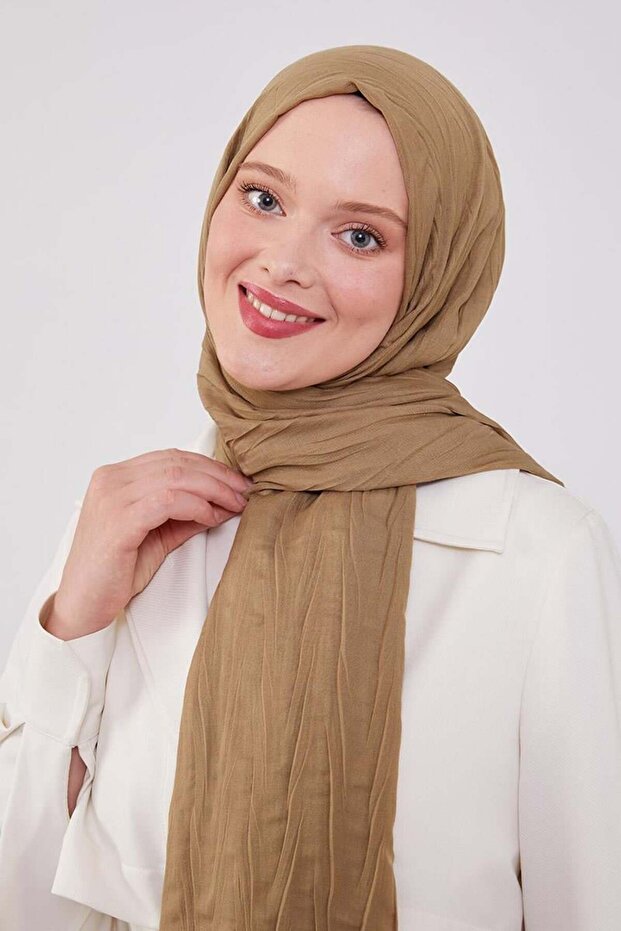 Haki Pliseli Pamuklu Şal - 2