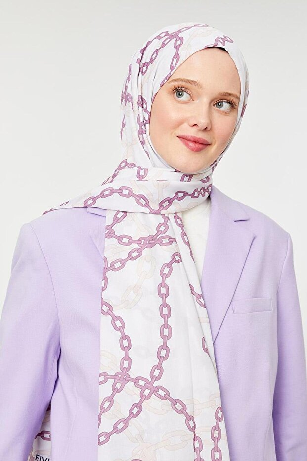 شال أحادي اللون بنمط سلسلة بلون أرجواني غامق